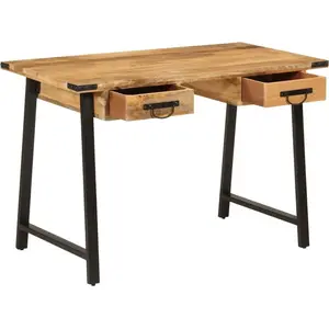 VIDAXL Schreibtisch mit Schubladen 105x55x70 cm Massivholz Mango Eisen günstig