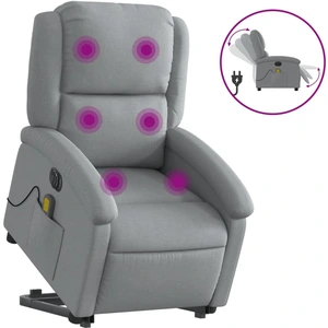 vidaXL Elektrischer Massagesessel mit Aufstehhilfe Hellgrau Stoff günstig