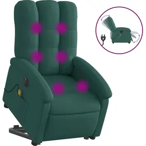vidaXL Elektrischer Massagesessel mit Aufstehhilfe Dunkelgrün Stoff günstig
