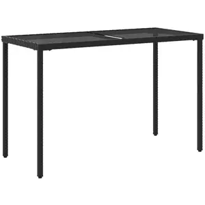 vidaXL Gartentisch mit Glasplatte Schwarz 115x54x74 cm Poly Rattan günstig