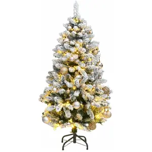 vidaXL, Weihnachtsbaum, Lumi (mit 150 LEDs und roségoldenen Kugeln) (120 cm)