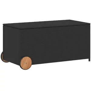 VIDAXL Gartentruhe mit Rollen Schwarz 190L Poly Rattan günstig