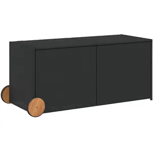 VIDAXL Gartentruhe mit Rollen Schwarz 283L Poly Rattan günstig