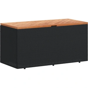 vidaXL Gartentruhe Schwarz 110x50x54 cm Poly Rattan Akazienholz günstig