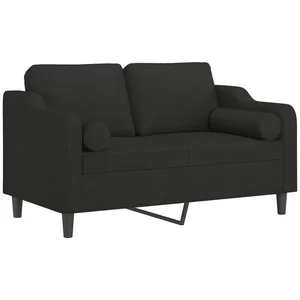 vidaXL Sofa 2-Sitzer-Sofa mit Zierkissen Schwarz 120 cm Stoff günstig