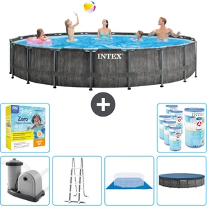 Intex Round Prism Frame Greywood-Schwimmbecken   549 x 122 cm   inklus...