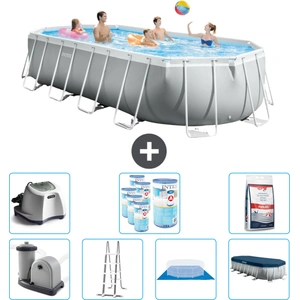 Intex Oval Prism Frame Swimmingpool   610 x 305 x 122 cm   Grau   inkl...