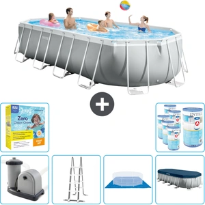 Intex Oval Prism Frame Swimmingpool   610 x 305 x 122 cm   Grau   inkl...