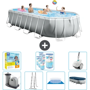 Intex Oval Prism Frame Swimmingpool   610 x 305 x 122 cm   Grau   inkl...