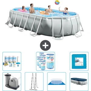 Intex Oval Prism Frame Swimmingpool   503 x 274 x 122 cm   Grau   inkl...