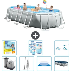 Intex Oval Prism Frame Swimmingpool 503 x 274 x 122 cm Grau inkl... günstig