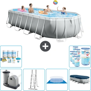 Intex Oval Prism Frame Swimmingpool   610 x 305 x 122 cm   Grau   inkl...
