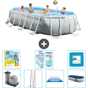 Intex Oval Prism Frame Swimmingpool   503 x 274 x 122 cm   Grau   inkl...