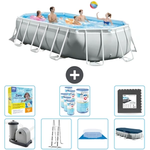 Intex Oval Prism Frame Swimmingpool   503 x 274 x 122 cm   Grau   inkl...