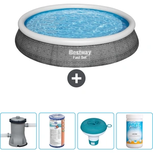 Bestway runder aufblasbarer Fast-Set-Pool Rattan-Druck 396 x 84 cm... günstig