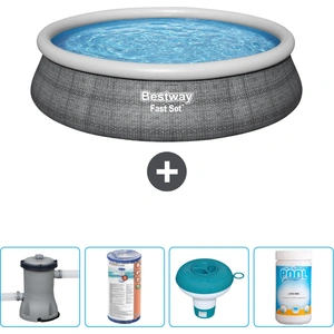 Bestway runder aufblasbarer Fast-Set-Pool Rattan-Druck 457 x 84 cm... günstig