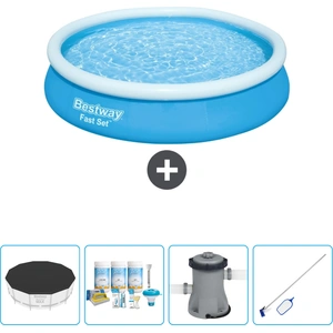 Bestway runder aufblasbarer Fast-Set-Pool 366 x 76 cm Blau im Li... günstig