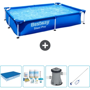 Bestway rechteckiger Steel Pro-Schwimmbecken   221 x 150 x 43 cm   Bla...