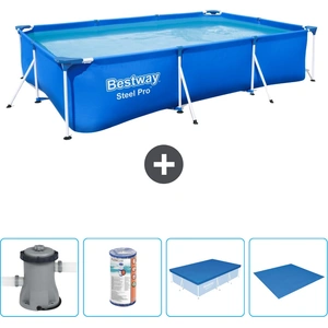 Bestway Rectangular Steel Pro Swimmingpool   300 x 201 x 66 cm   Blau ...