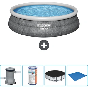 Bestway runder aufblasbarer Fast-Set-Pool Rattan-Druck 457 x 84 cm... günstig