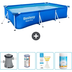 Bestway Rectangular Steel Pro Swimmingpool   300 x 201 x 66 cm   Blau ...