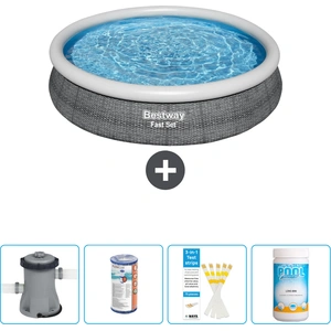 Bestway runder aufblasbarer Fast-Set-Pool Rattan-Druck 366 x 76 cm... günstig