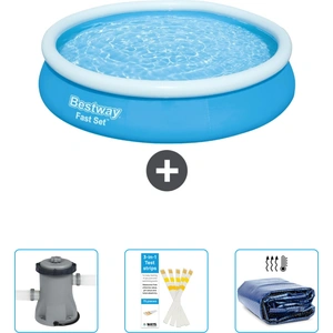 Bestway runder aufblasbarer Fast-Set-Pool 366 x 76 cm Blau im Li... günstig