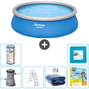 Bestway runder aufblasbarer Fast-Set-Schwimmpool 457 x 122 cm Blau... günstig