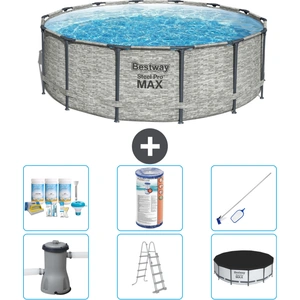 Bestway Round Steel Pro MAX Schwimmbad   Steindruck   427 x 122 cm   i...