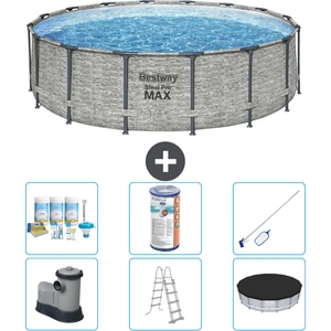 Bestway Round Steel Pro MAX Schwimmbad   Steindruck   488 x 122 cm   i...