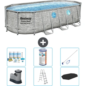 Bestway Oval Power Steel Swim Vista Swimmingpool   Steindruck   549 x ...