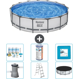 Bestway Round Steel Pro MAX Schwimmbad   457 x 107 cm   Grau   inklusi...