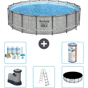 Bestway Round Steel Pro MAX Schwimmbad   Steindruck   549 x 122   inkl...