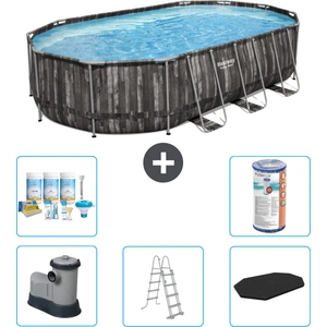 Bestway Oval Power Steel Swimmingpool   610 x 366 x 122   Grau   inklu...