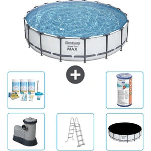 Bestway Round Steel Pro MAX Schwimmbad   549 x 122 cm   Grau   inklusi...