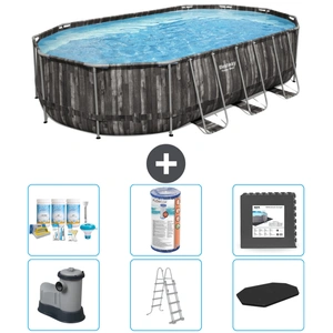 Bestway Oval Power Steel Swimmingpool   610 x 366 x 122   Grau   inklu...