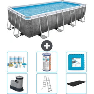 Bestway rechteckiges Power Steel-Schwimmbecken Rattan-Druck 549 x ... günstig