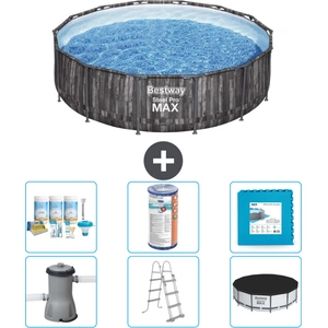 Bestway Round Steel Pro MAX Schwimmbad   Holzdruck   427 x 107 cm   in...