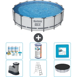 Bestway Round Steel Pro MAX Schwimmbad   488 x 122 cm   Grau   inklusi...