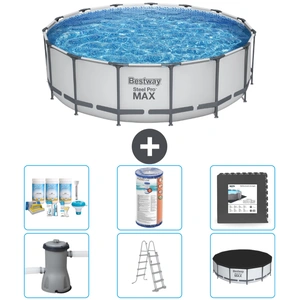 Bestway Round Steel Pro MAX Schwimmbad   457 x 122 cm   Grau   inklusi...