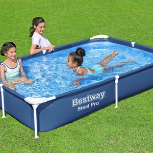 Bestway rechteckiger Steel Pro-Schwimmbecken   221 x 150 x 43 cm   Bla...