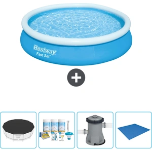 Bestway runder aufblasbarer Fast-Set-Pool 366 x 76 cm Blau im Li... günstig