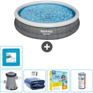 Bestway runder aufblasbarer Fast-Set-Pool Rattan-Druck 366 x 76 cm... günstig