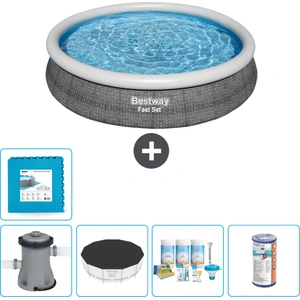 Bestway runder aufblasbarer Fast-Set-Pool Rattan-Druck 366 x 76 cm... günstig