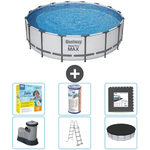 Bestway Round Steel Pro MAX Schwimmbad   488 x 122 cm   Grau   inklusi...