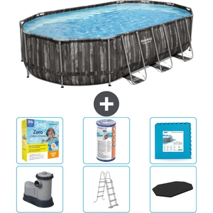 Bestway Oval Power Steel Swimmingpool   610 x 366 x 122   Grau   inklu...