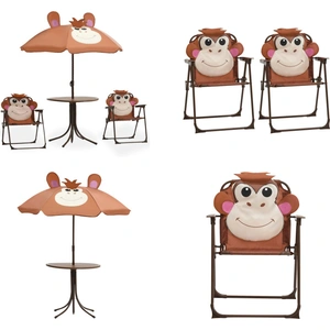 vidaXL 3 tlg. Garten Bistro Set für Kinder mit Sonnenschirm Braun - Ga... günstig