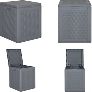 vidaXL Gartenbox Grau PP Rattan 90 L - Gartentruhe - Gartentruhen - Gartenbox - Aufbewahrungsbox günstig