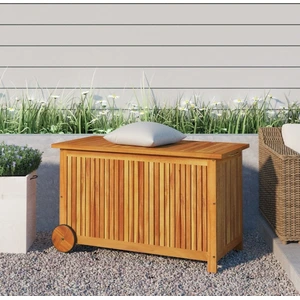 vidaXL Gartentruhe mit Rollen 90x50x58 cm Massivholz Akazie - Gartentruhe - Gartentruhen - Outdoor Truhe - Garten Aufbewahrungsbox günstig