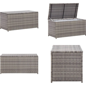 vidaXL Gartenbox Poly Rattan 100x50x50 cm Grau - Outdoor Aufbewahrungsbox - Outdoor Aufbewahrungsboxen - Aufbewahrungskiste - Aufbewahrungskisten günstig
